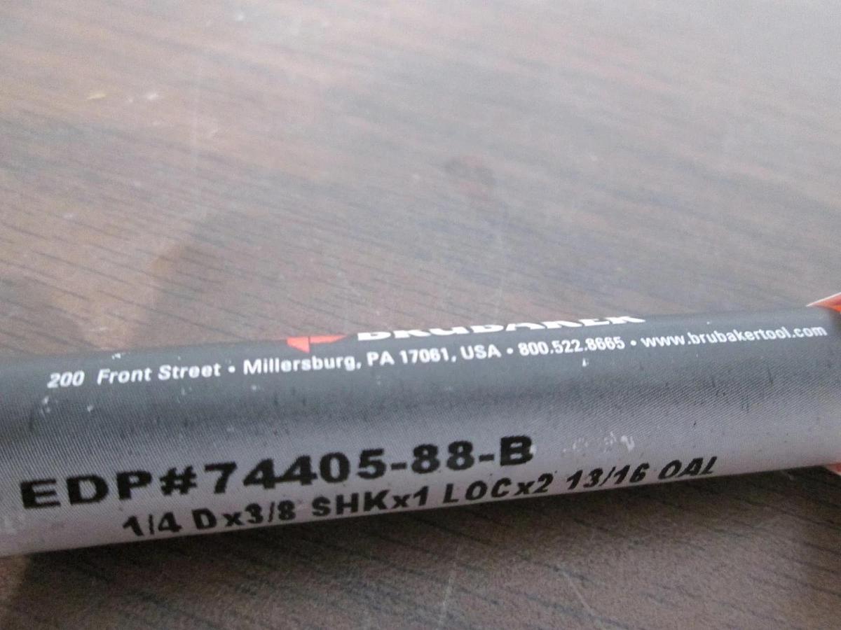 Brubaker, 74405-88-B, 1/4D x 3/8 SHKx 1 LOC x 2 13/16 OAL, Spiral End Mill, New
