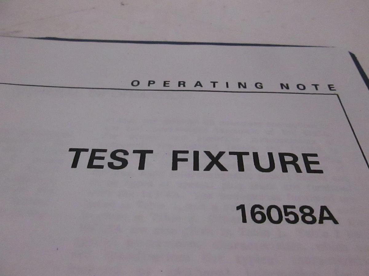 Used HP Model 16058A, Test Fixture Operation Note, Used