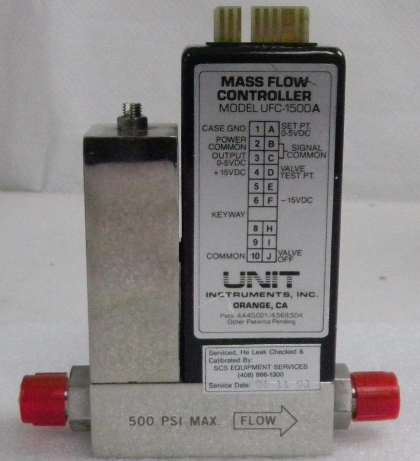 Used Unit UFC-1500A, Mass Flow Controller, Gas- SF6, Range- 200 SCCM, 1/4" M I/O