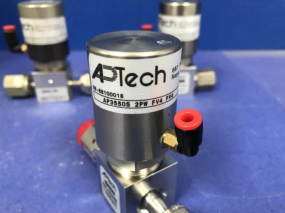 Used Aptech AP3550S 2PW FV4 FV4 CB 009 Bellows Sealed Valve 1/4" FVCR, Lot of 3