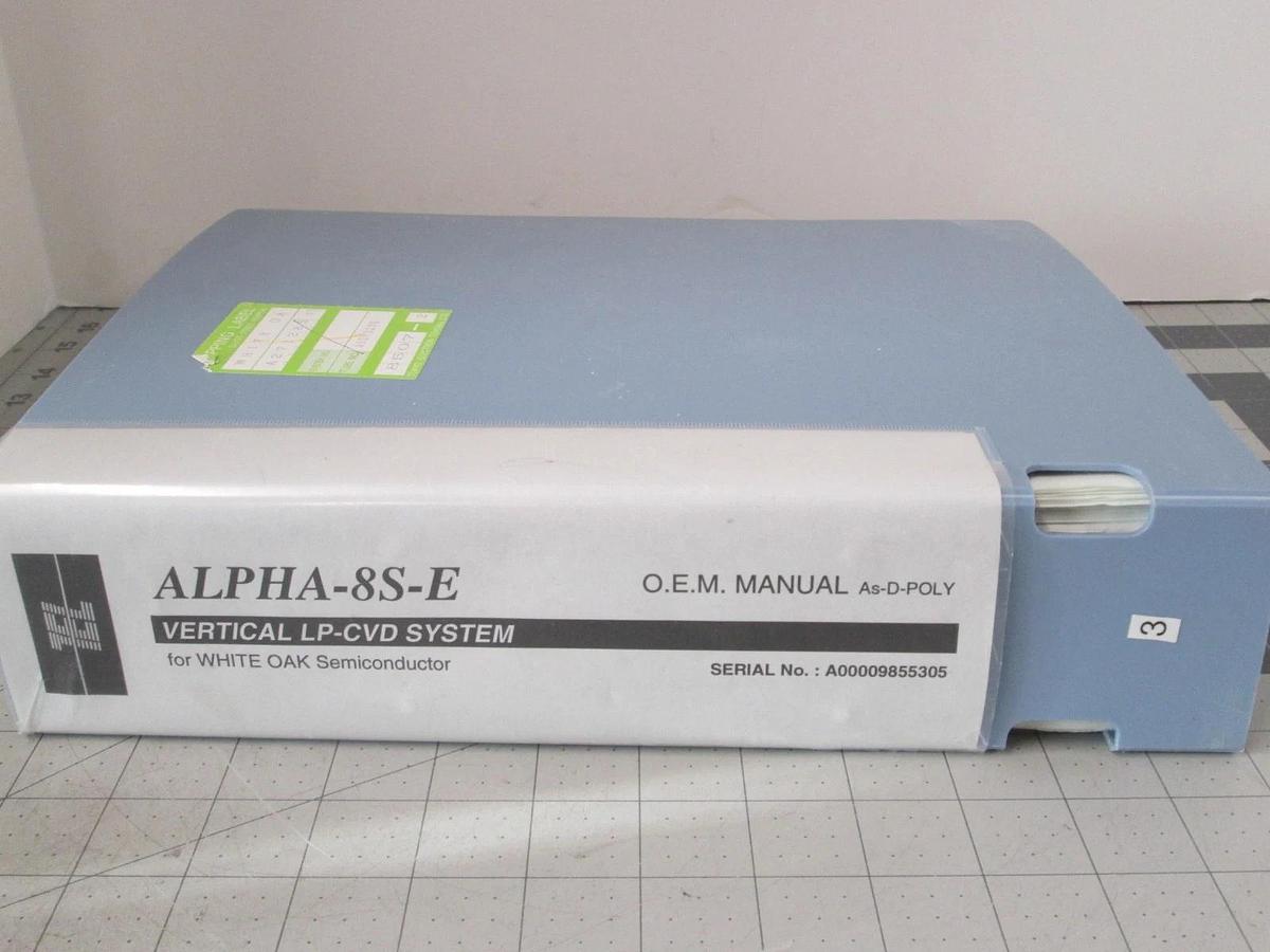Used TEL Tokyo, ALPHA-8S, O.EM. Manual, As-D-Poly, REV 1, Used