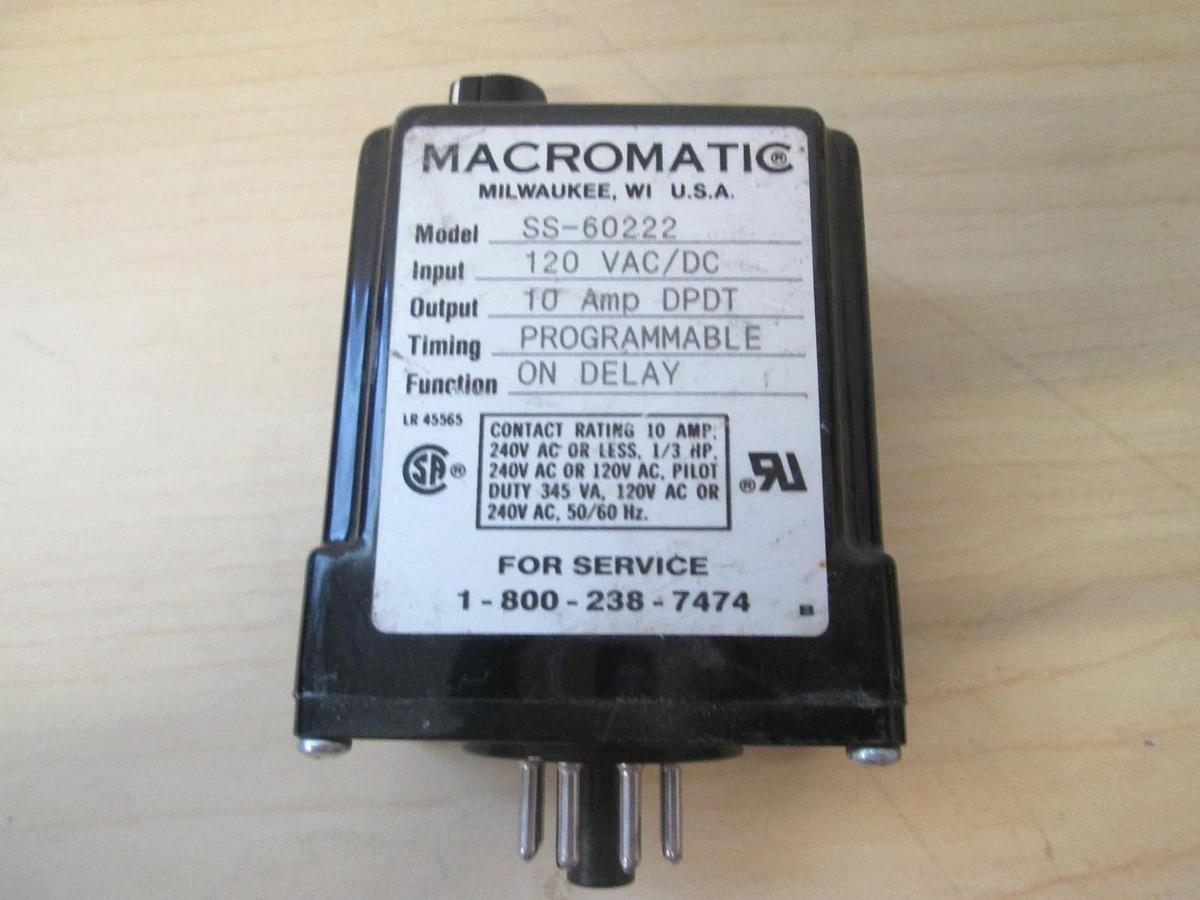 Used Macromatic, SS-60222, Time Ranger Relay, 120VAC/DC, Used