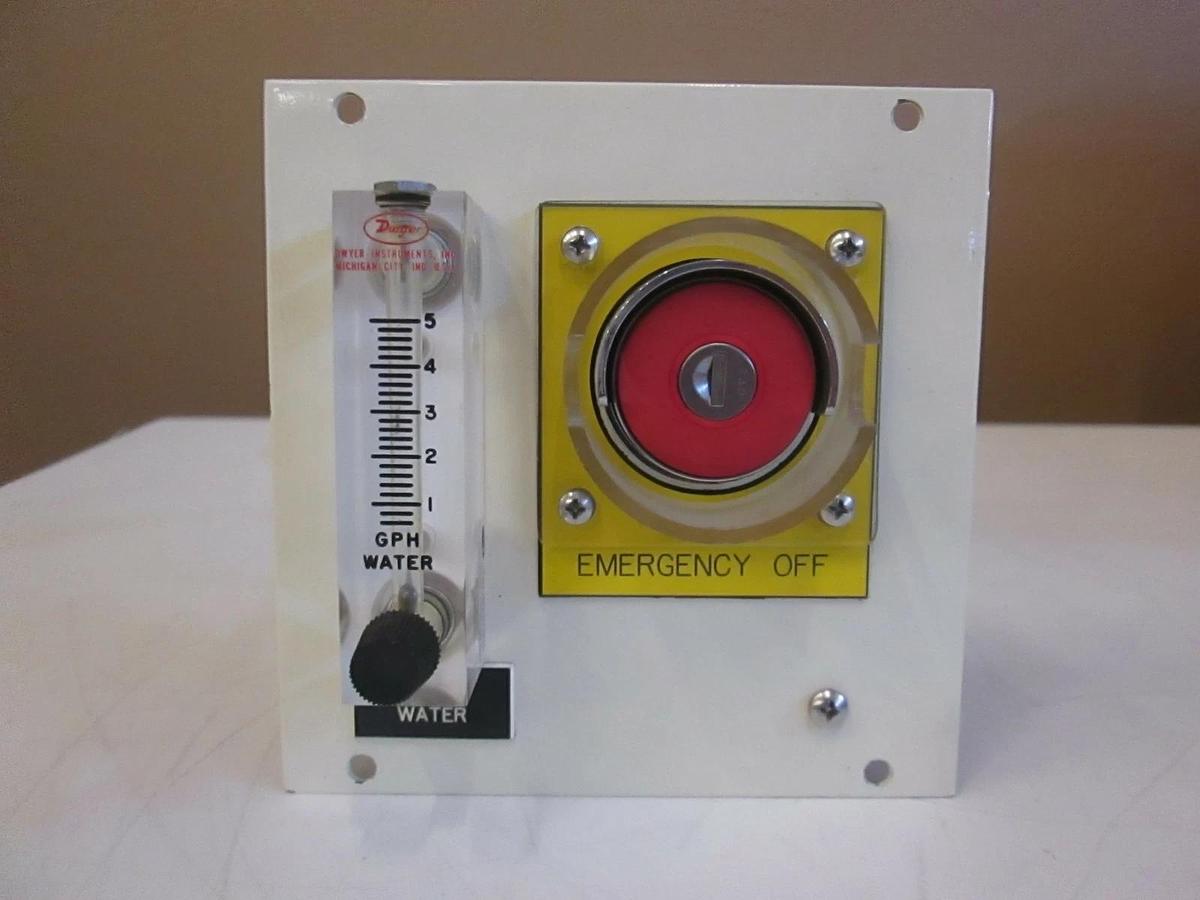 Used Tokyo Electron Limited TEL Emergency Shut Off w/ Dwyer Water Meter