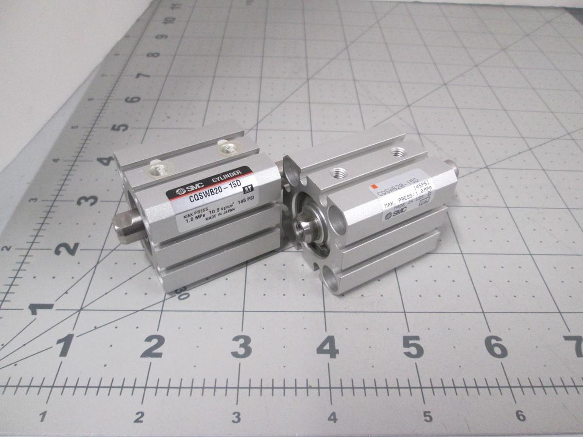 SMC, CQSWB20-15D, Pneumatic Cylinder, New, Lot of 2