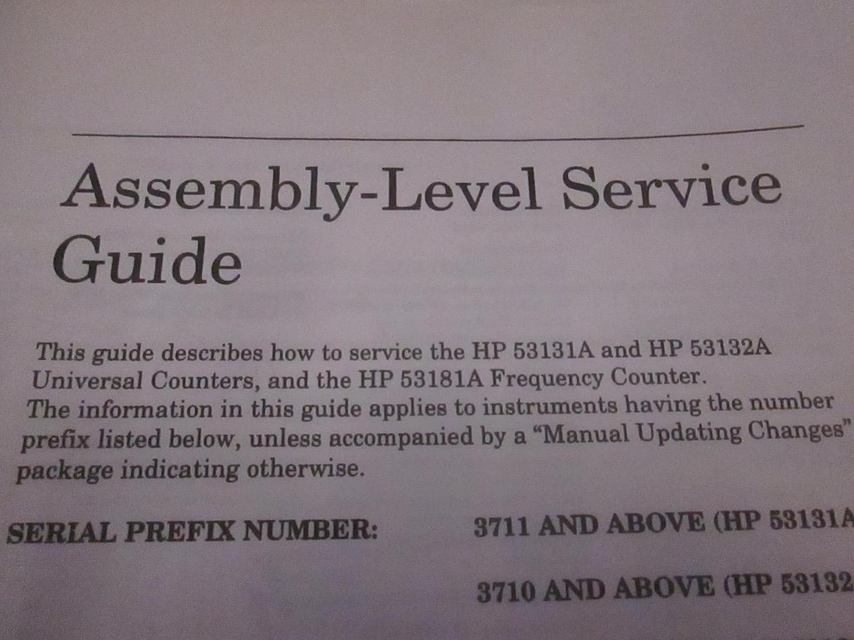 Used HP 53131A/132A/181A 225MHz Counter, Assy-Level Service Guide, Used