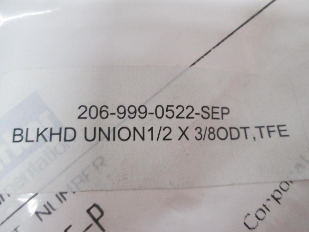 Parker, SCR-86-P, Bulkhead Union 1/2 x 3/8 ODT, TFE, 206-999-0522, New, Lot of 2