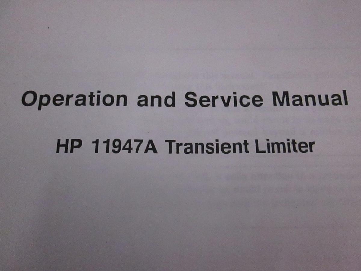 Used HP 11947A Transient Limiter Operation and Service Manual, Used