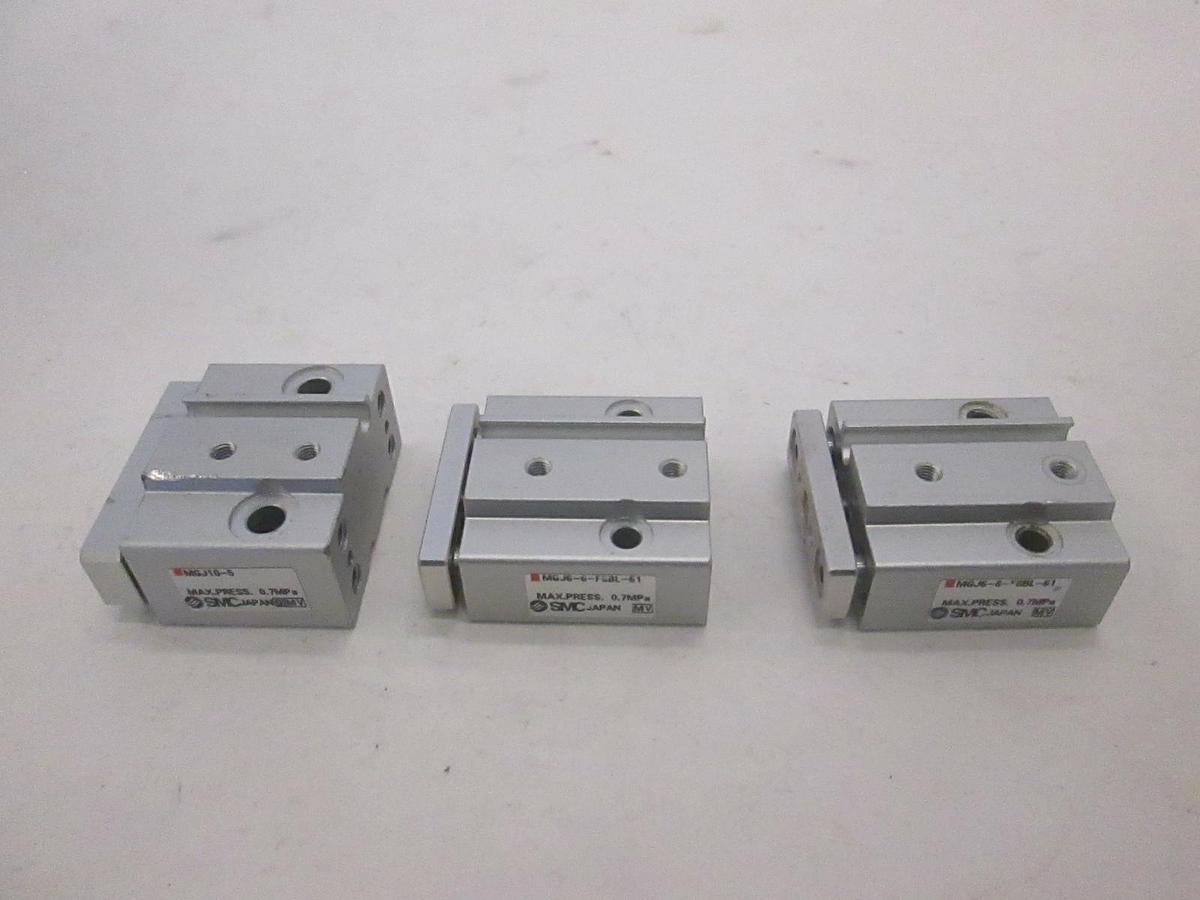 Used SMC, Mini Guide Rod Cylinder, MGJ10-5 (1) and MGJ6-6-F8BL-61 (2), Used