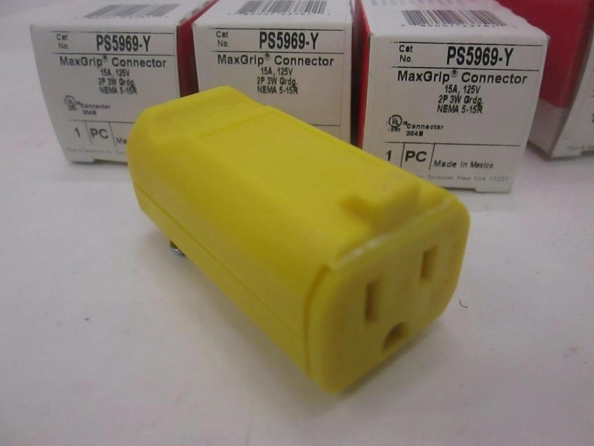 Legrand, MaxGrip Connector PS5969-Y Lot of 3 New and One L620-C Turnlok, New