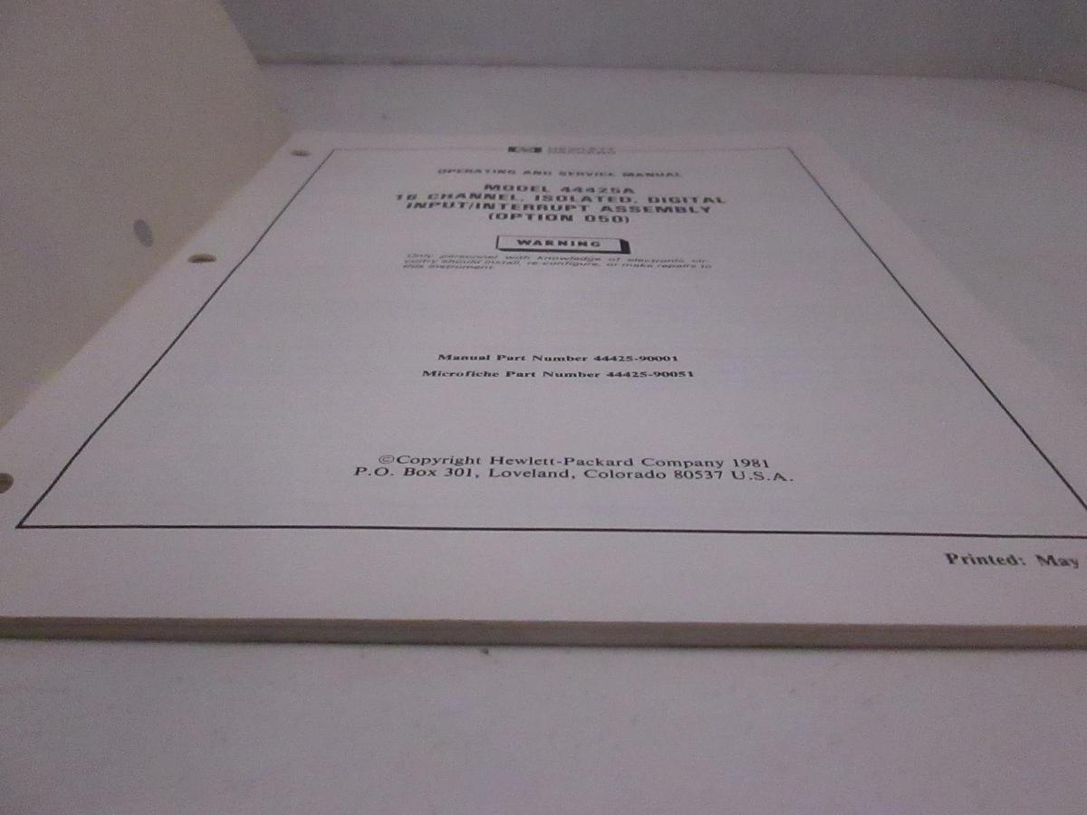 Used HP 16 Channel, Isolated Digital Input/Interrupt Assy, Model 44425A (Option 050)