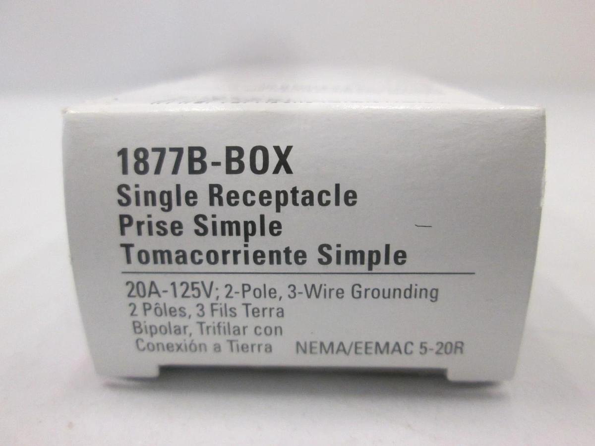 Used Cooper, 1877B-Box, Single Receptacle, 20A, 125V, New