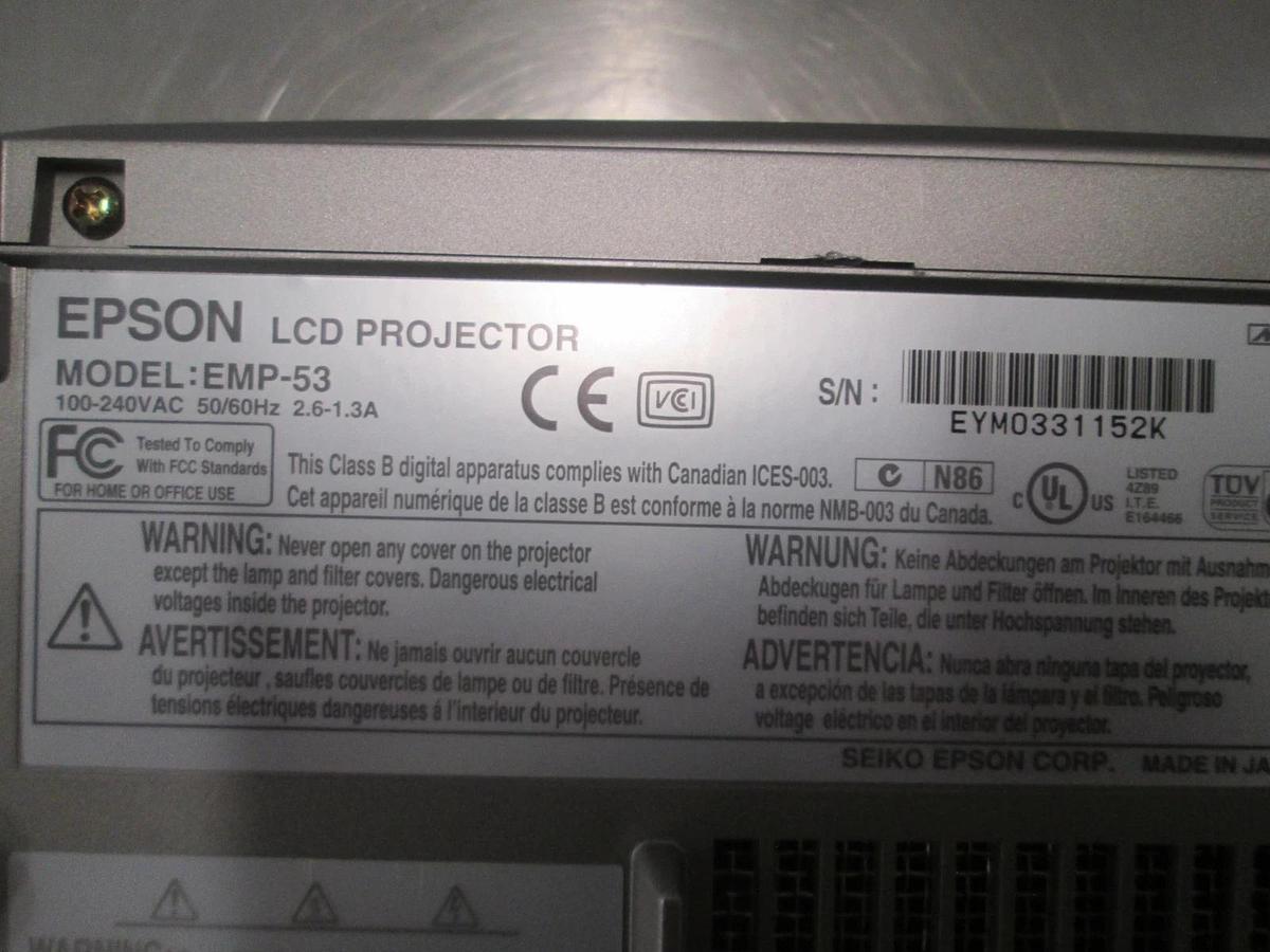 Used Epson, Model EMP-53, LCD Projector w/ Remote, 100-240v, Used