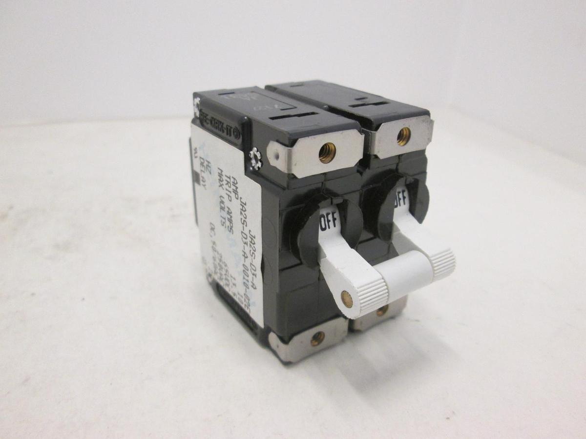 Used Heinemann JA2S-D3-A, 2 Pole Circuit Breaker Switch, 10A, 13.5A, 65VDC, Used