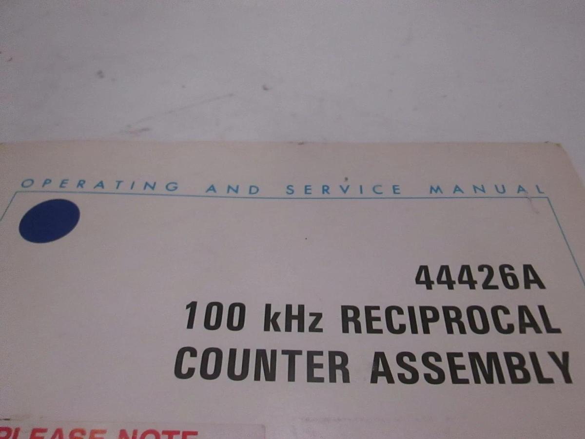 Used HP 100 kHz Reciprocal Counter Assy, Model 44426A Operating and Service, Used