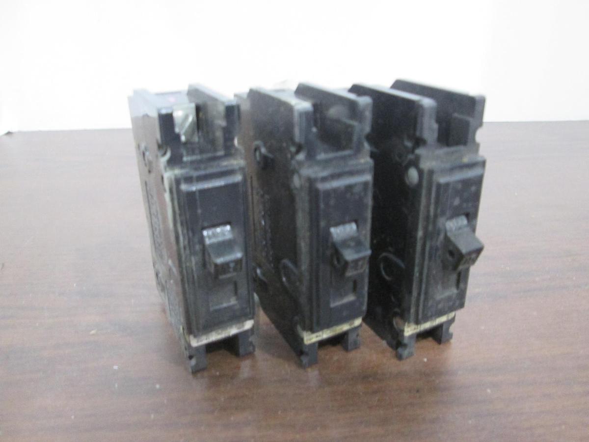 Used Westinghouse, CU-AL, Single Pole Circuit Breaker, 15A, Used, Lot of 3