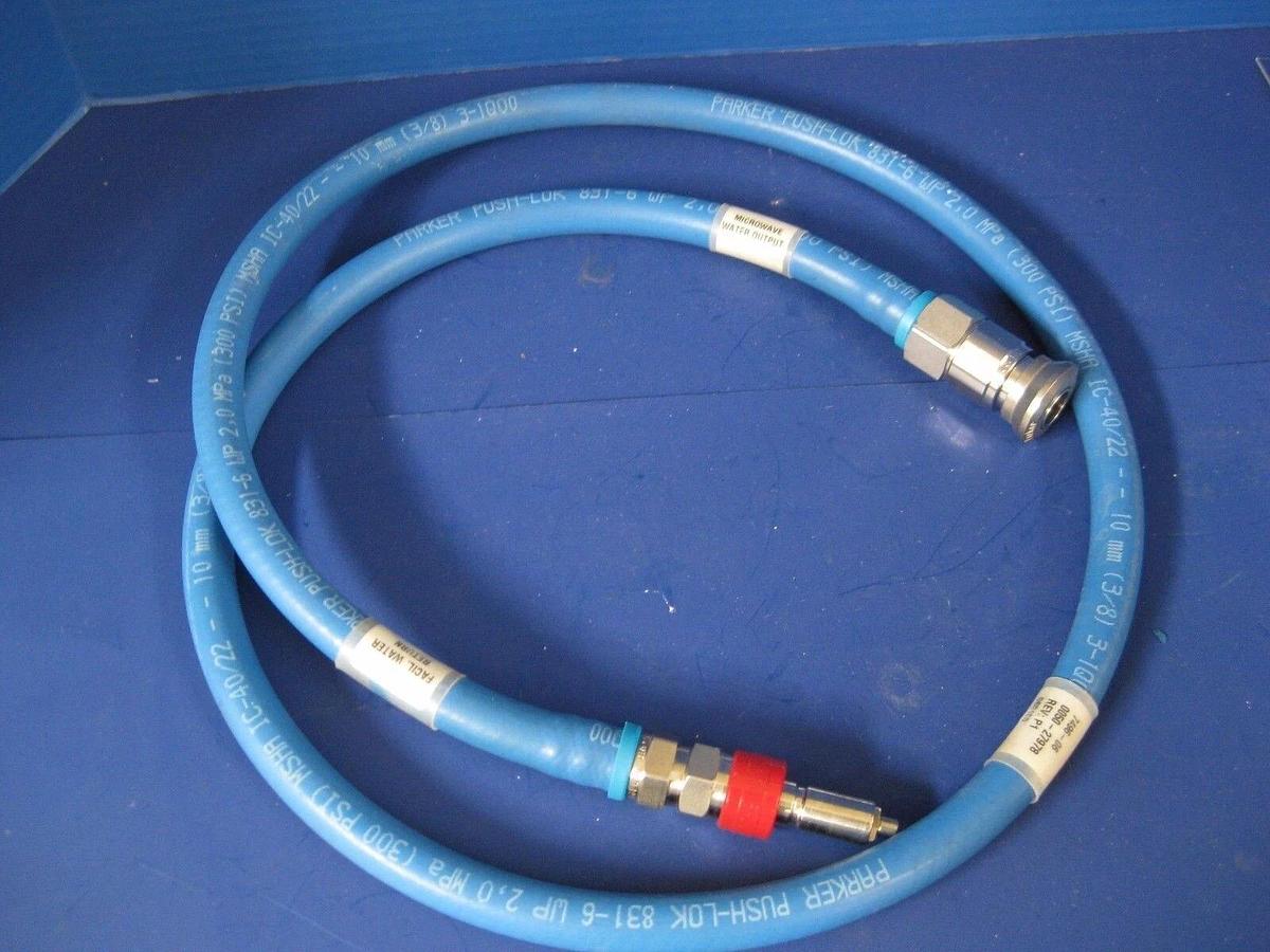 Used Parker PUSH-LOK 831-6 Hose Assy w/ Swagelok QC8 and Parker 1/2" Female Coupling