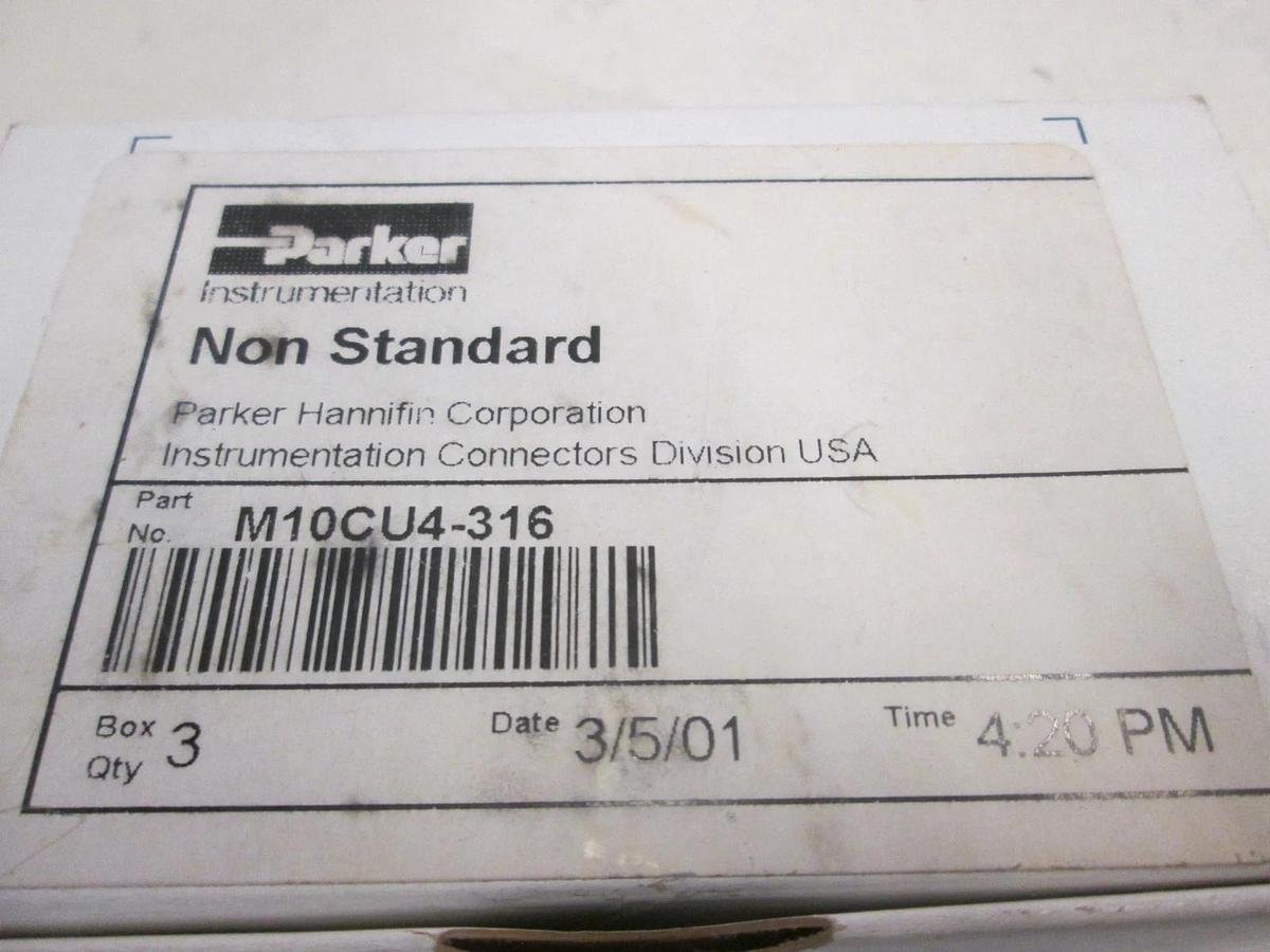 Parker, M10CU4-316, Union Coupling, Box of 4, New