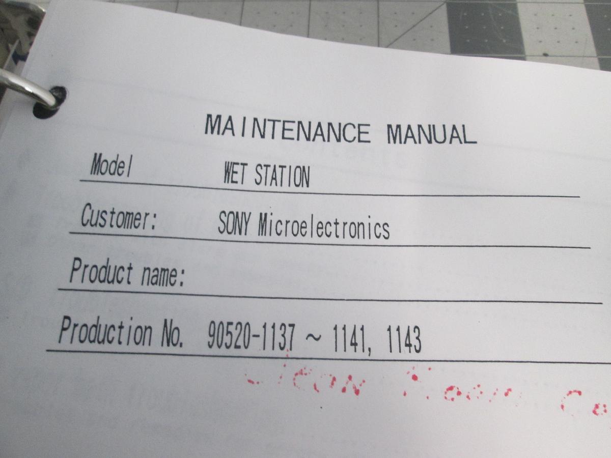 Used Sony, 90520-1137-1141, 1143, Wet Station Maintenance Manual, Used