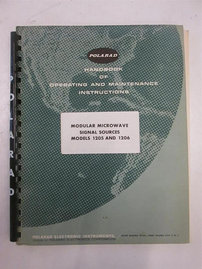 Used Polarad Model 1205 and 1206 Modular Microwave Signal Instruction Manual, Used