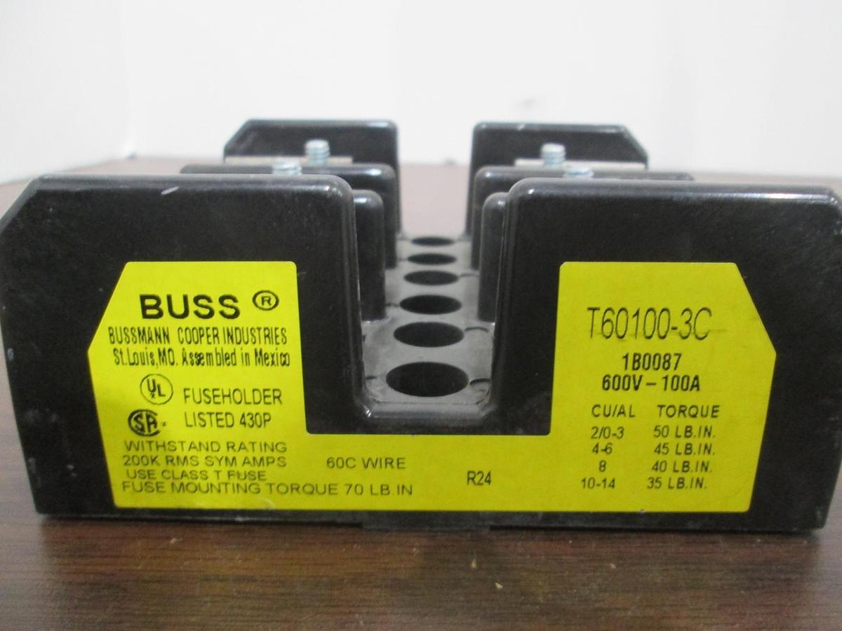Used Buss, T60100-3C, Fuseholder, Class T, 600V-100A, Used
