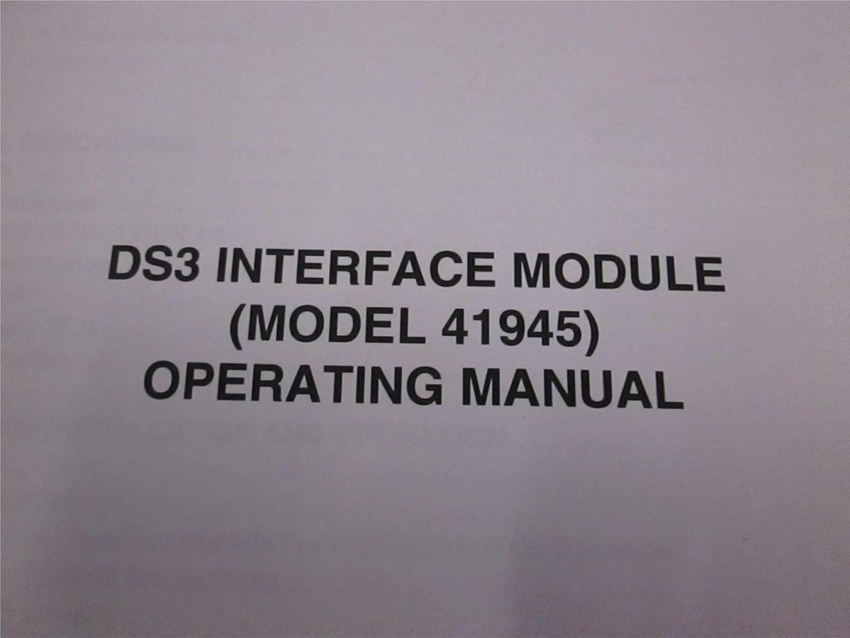 Used TTC DS3 Interface Module Model 41945 Operating Manual, Used