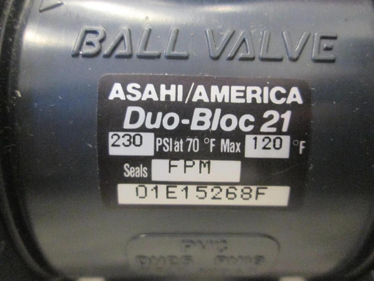 Asahi/America, Duo-Bloc 21, Ball Valve, Max 120F, FPM Seals, 01E15268F, Used