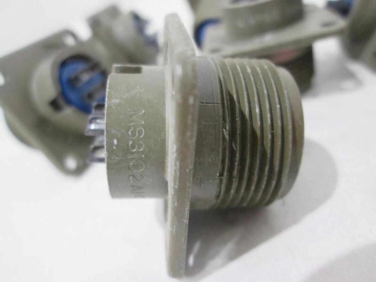 Used Amphenol, MS3102A, 4 Pin Connector, Used, Lot of 7