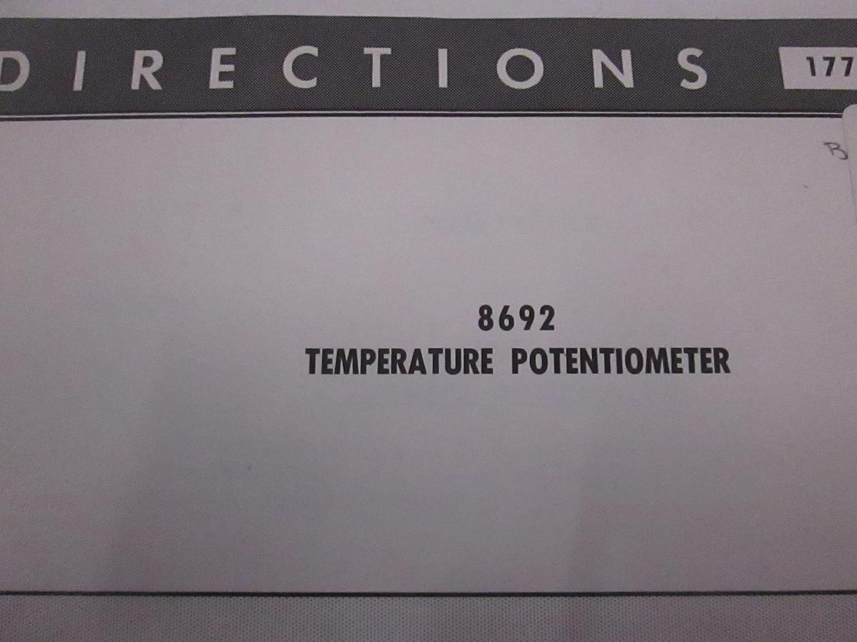 Used Leeds and Northrup 8692 Temperature Potentiometer Directions, Used