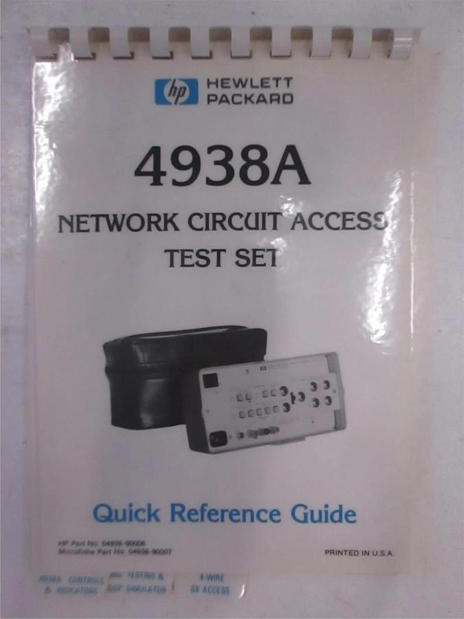 Used HP Model 4938A Network Circuit Access Test Set Quick Reference Guide, Used