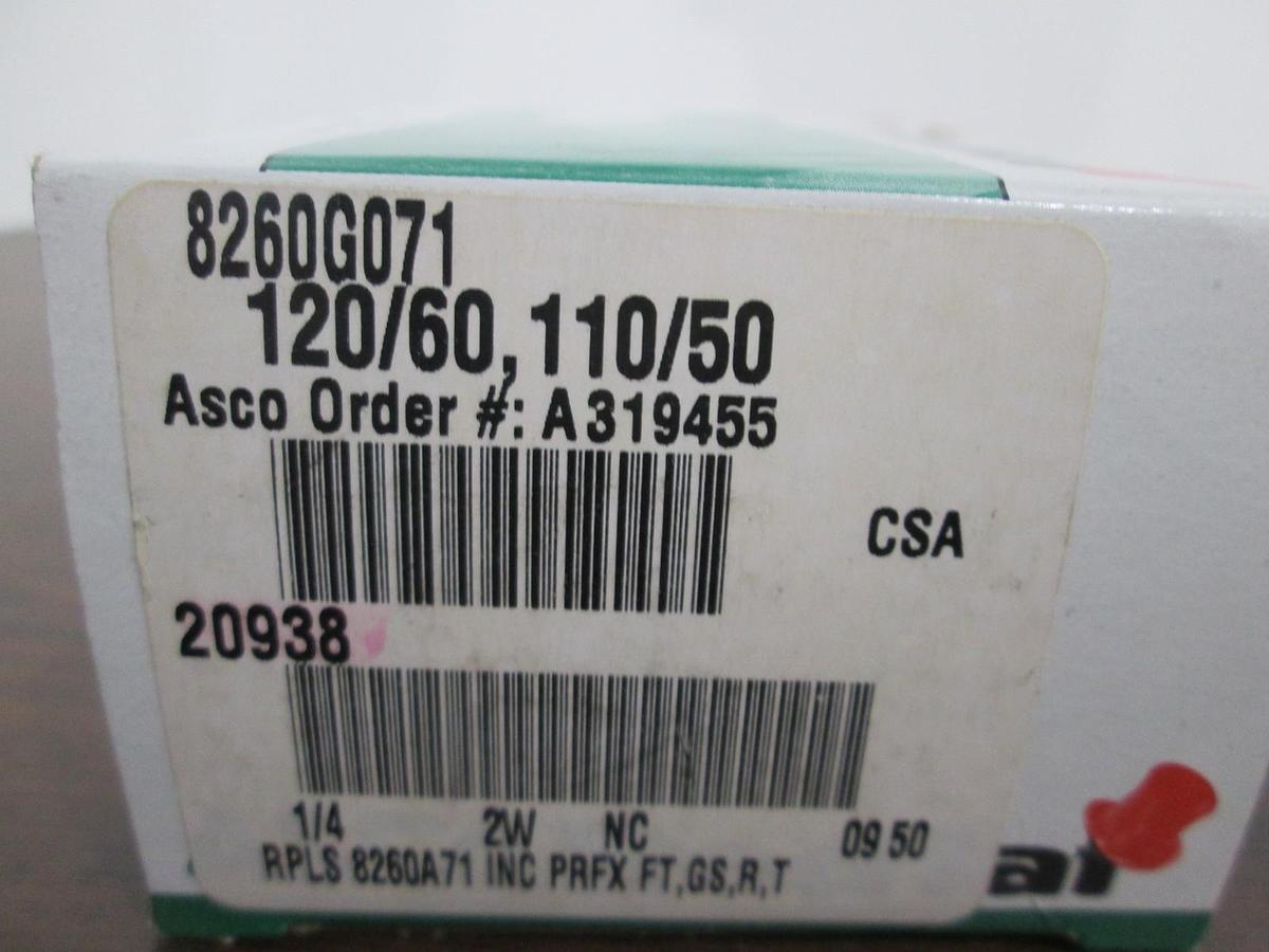 Asco, 8260G071, Solenoid Valve, 1/4", 120PSI, New