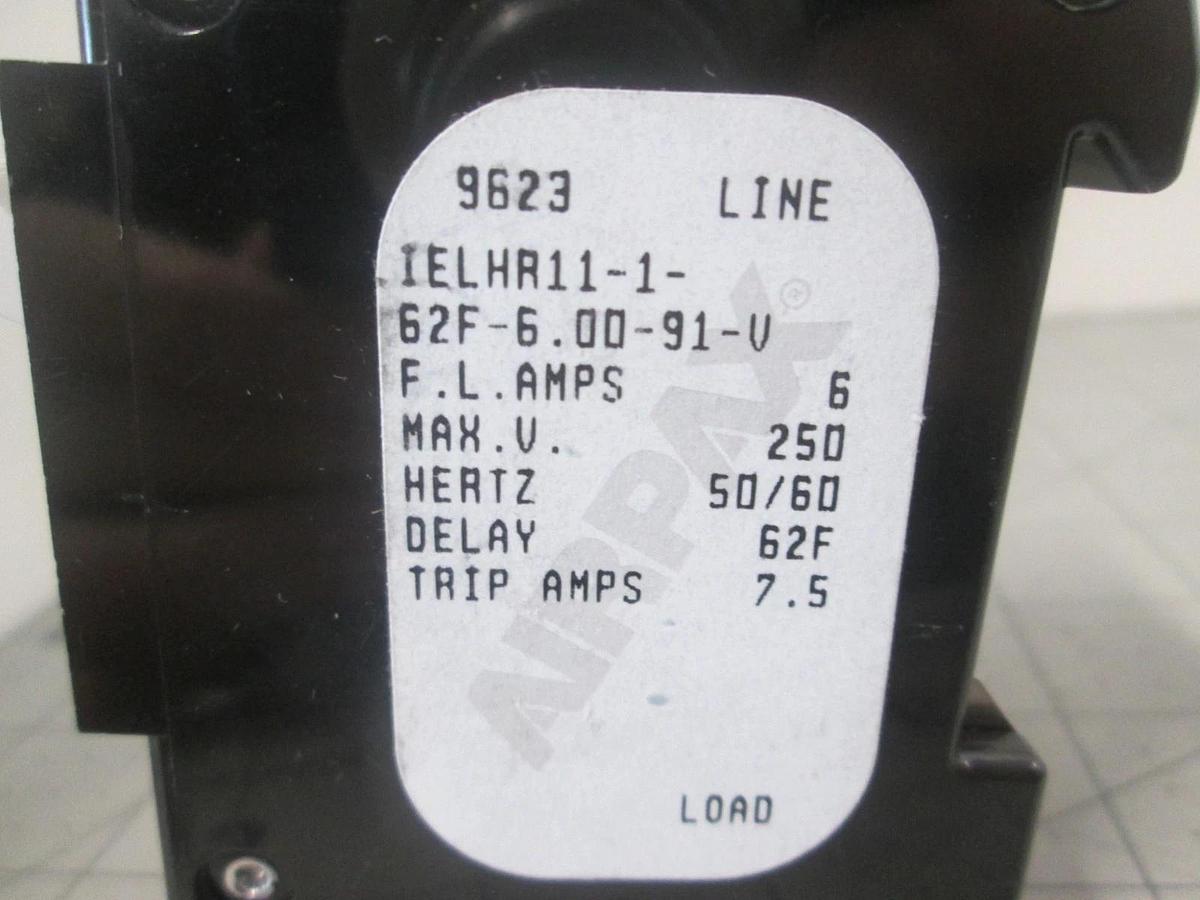 Airpax, IELHR11-1-62F-6.00-91-V, 6A, 2 Pole, Circuit Breaker, New