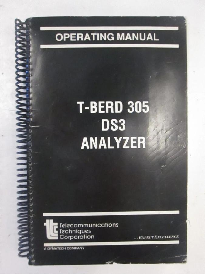 Used TTC T-Berd 305 DS3 Analyzer Operating Manual, Used