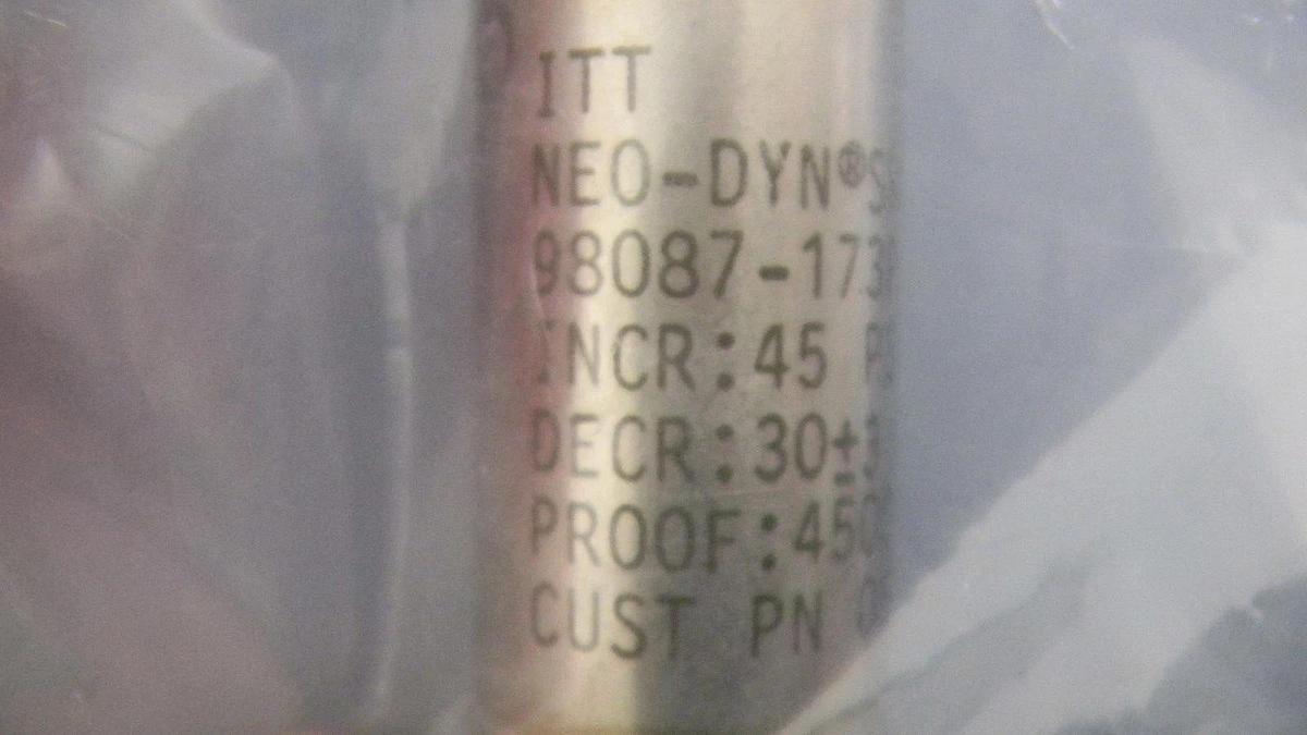 Used ITT Neo Dynamics 98087-173P5S115 Pressure Switch, Proof: 4500PSIG, Lot of 2
