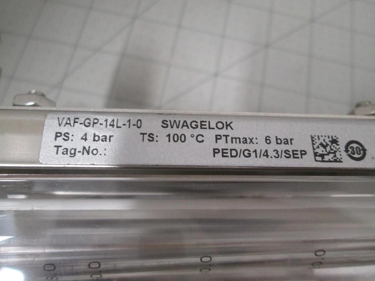 Swagelok, VAF-GP-14L-1-0, PS: 4 Bar, Flowmeter Assy, New, Lot of 2
