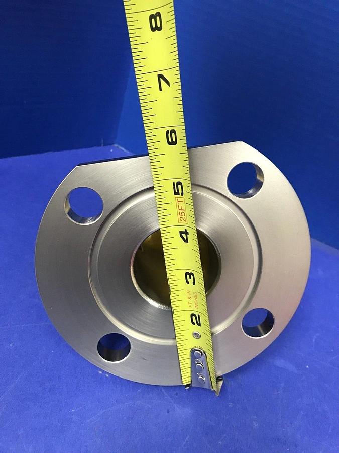 Used Stainless Steel Vacuum Pipe NW50 to 6"/5.5" Plate Flange w/ NW25 Port, Used