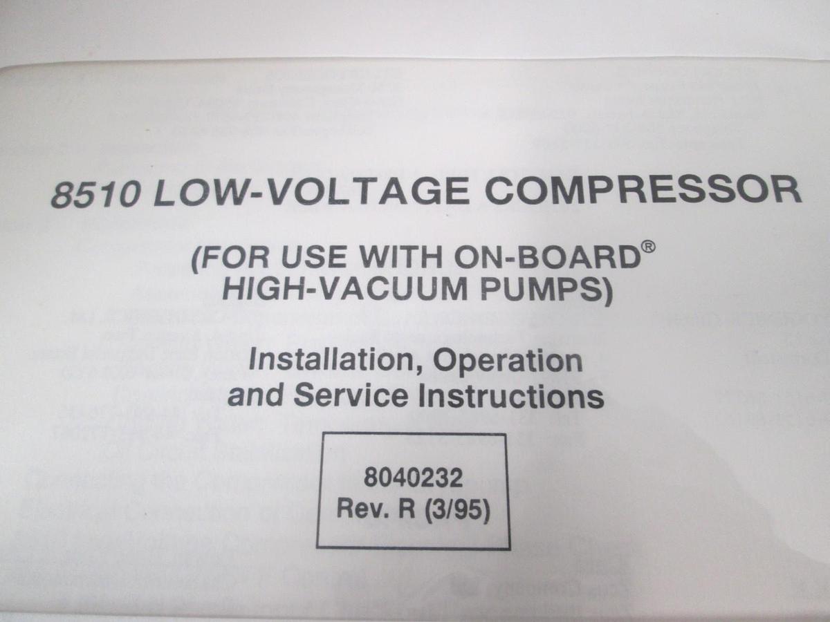 Used CTI-Cryogenics, Series 8510, Installation, Operation, Service Instructions, Used