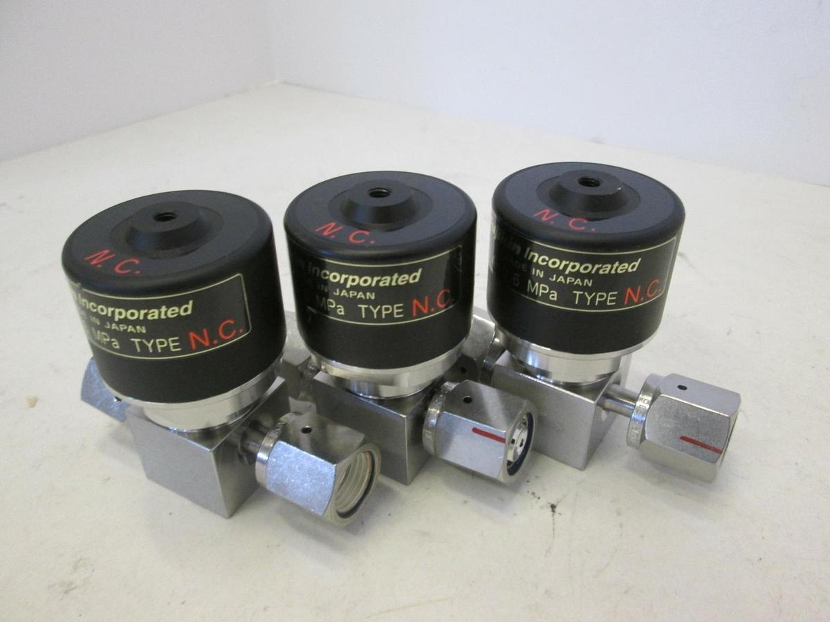 Used Fujikin, O.P. .4-.6 MPa Pneumatic Valve, N.C, 316L, Used, Lot of 3