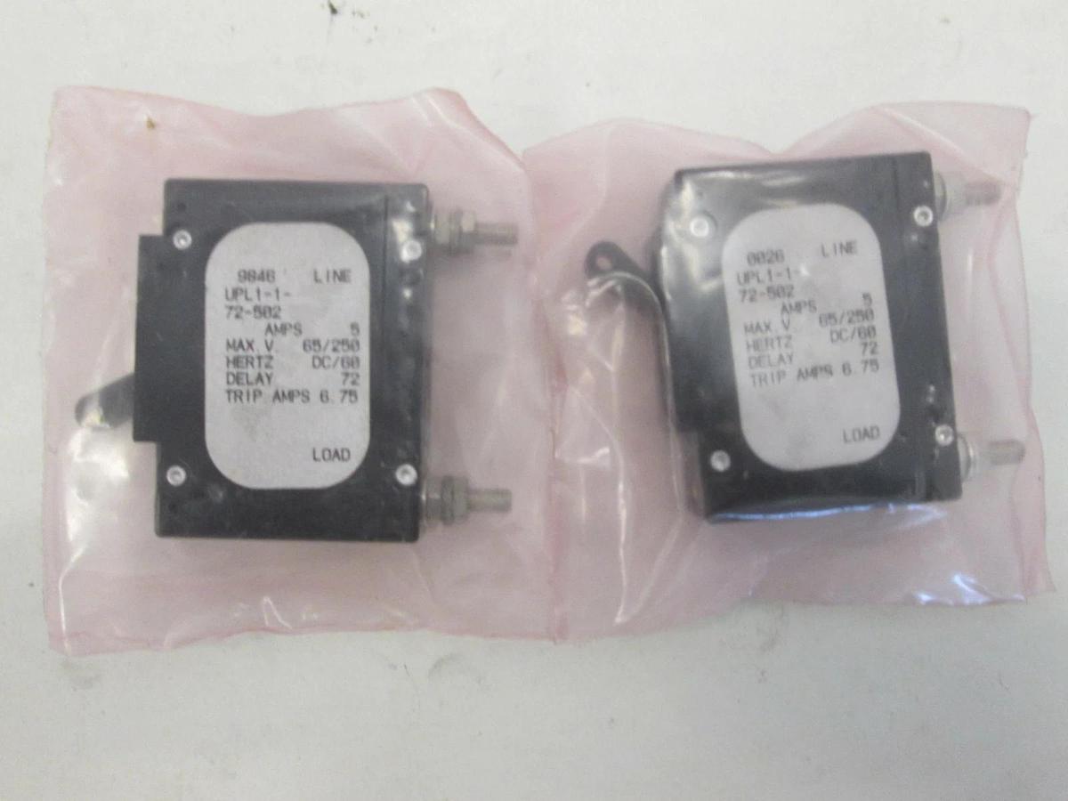 Carling Switch, Circuit Breaker, UPL1-1-72-502, 5A, New, Lot of 2