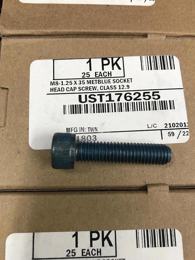 M8-1.25 x 35 Metric Blue Socket Head Cap Screw, UST176255, Lot of 75, New