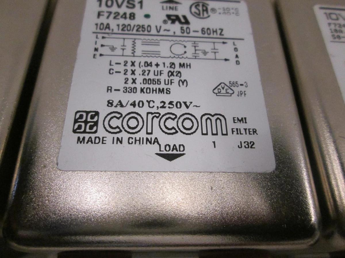 Corcom, 10VS1, F7248, 8A/40C, 250V, EMI Filter, New, Lot of 3