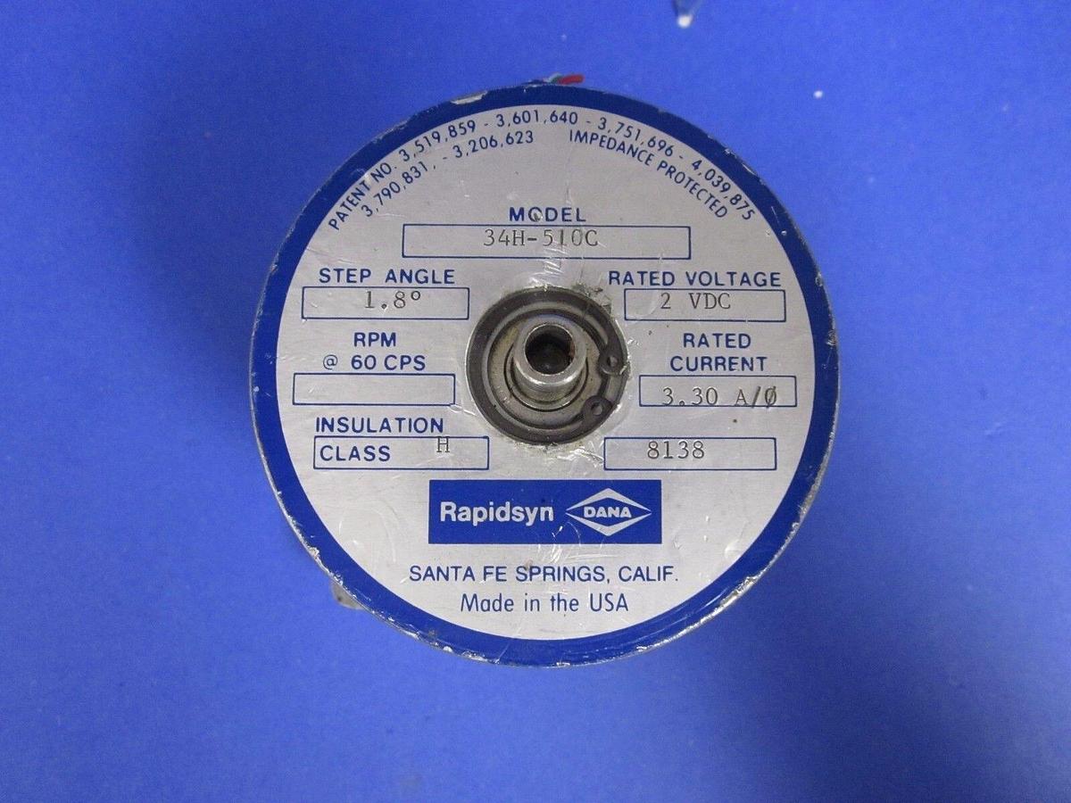 Used RapidSyn Step Stepper Motor 34H-510C  - 1.8 Degree Step Angle, 2 VDC. 3.3A