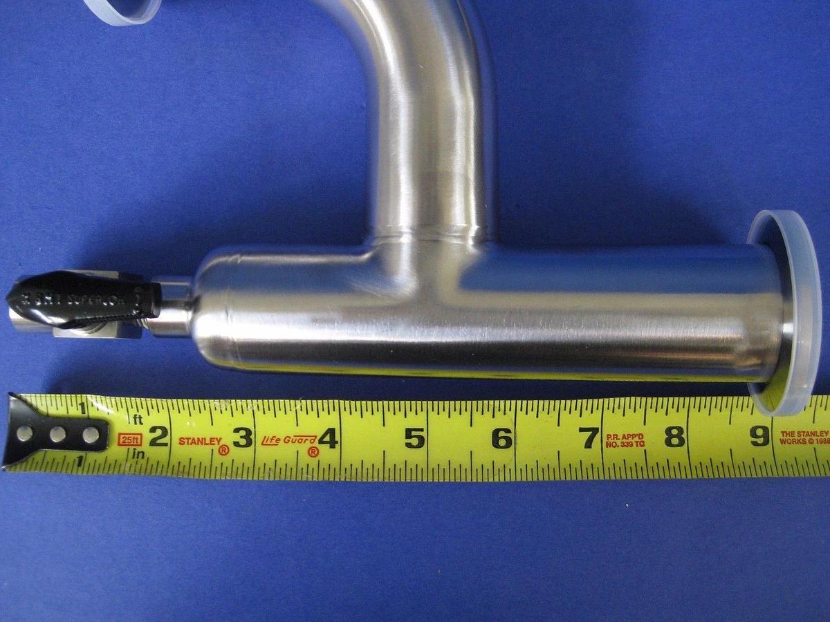 Used SS TEE Vacuum Pipe Weldment NW40, w/SS-4P4T5 Plug Valve 1/4" FNPT, New