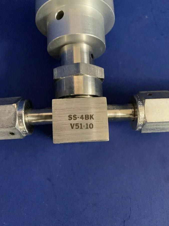 Used Nupro Pneumatic Valve SS-4BK-V51-1O, NO Actuator 1/4" FVCR x 1/4" MVCR, Used