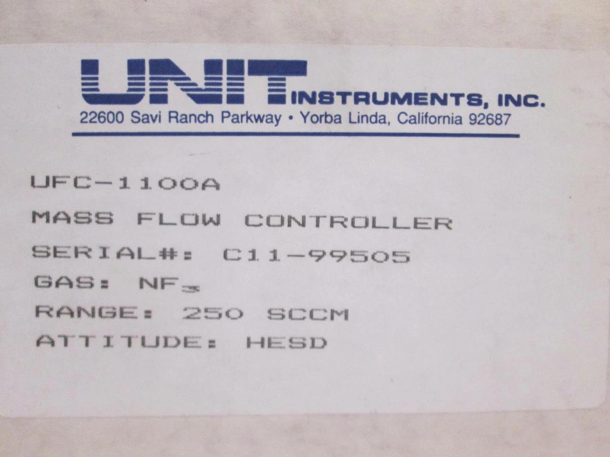 Used Unit UFC-1100A Mass Flow Controller MFC, NF3, 250 SCCM