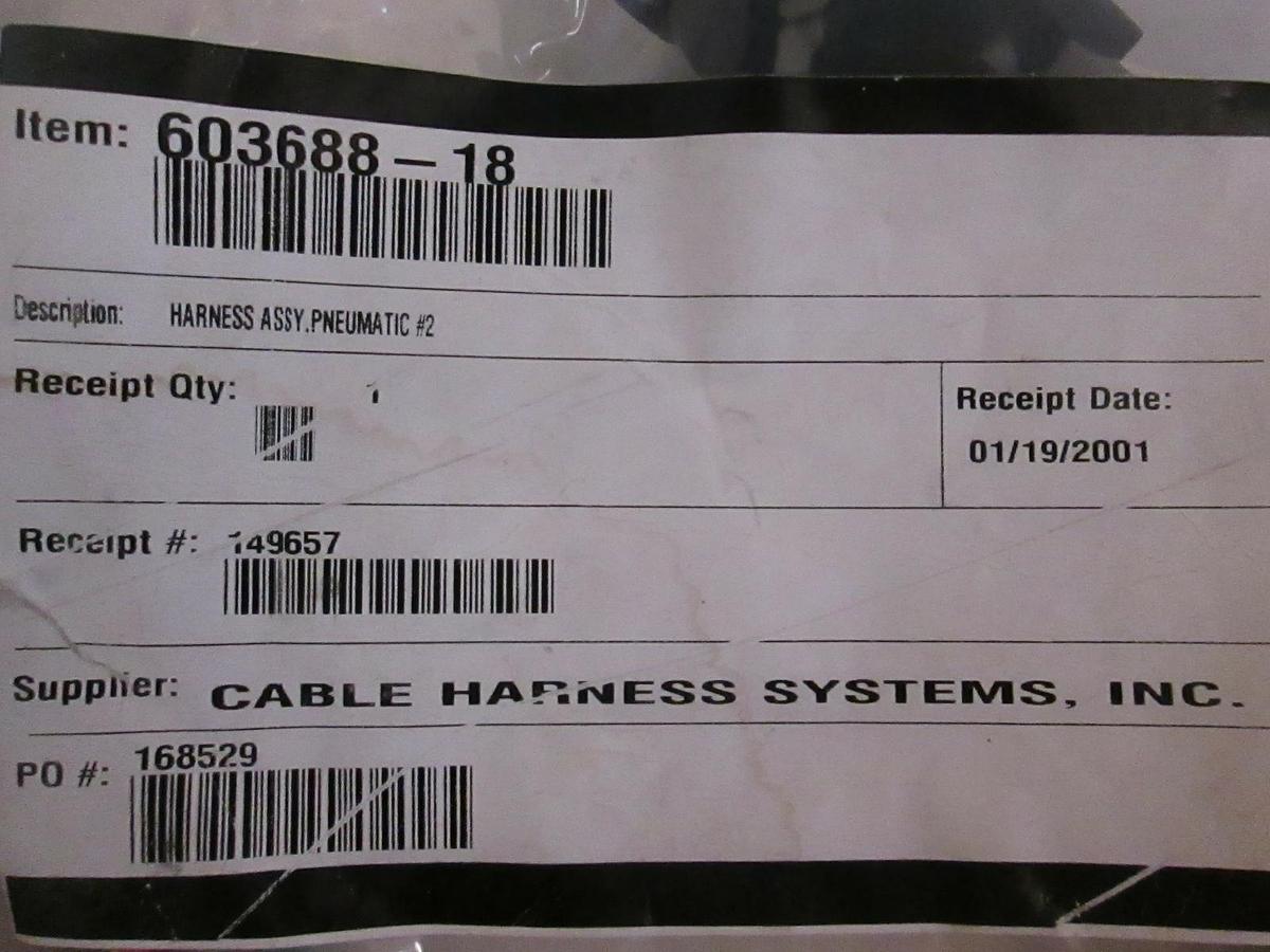 Used SVG Cable Harness Pneumatic #2 Assy, 603688-18, NIP
