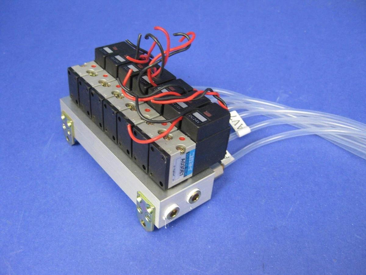 Used Koganei A030E1 Solenoid Valve Manifold Assembly - 7 Valves, Used
