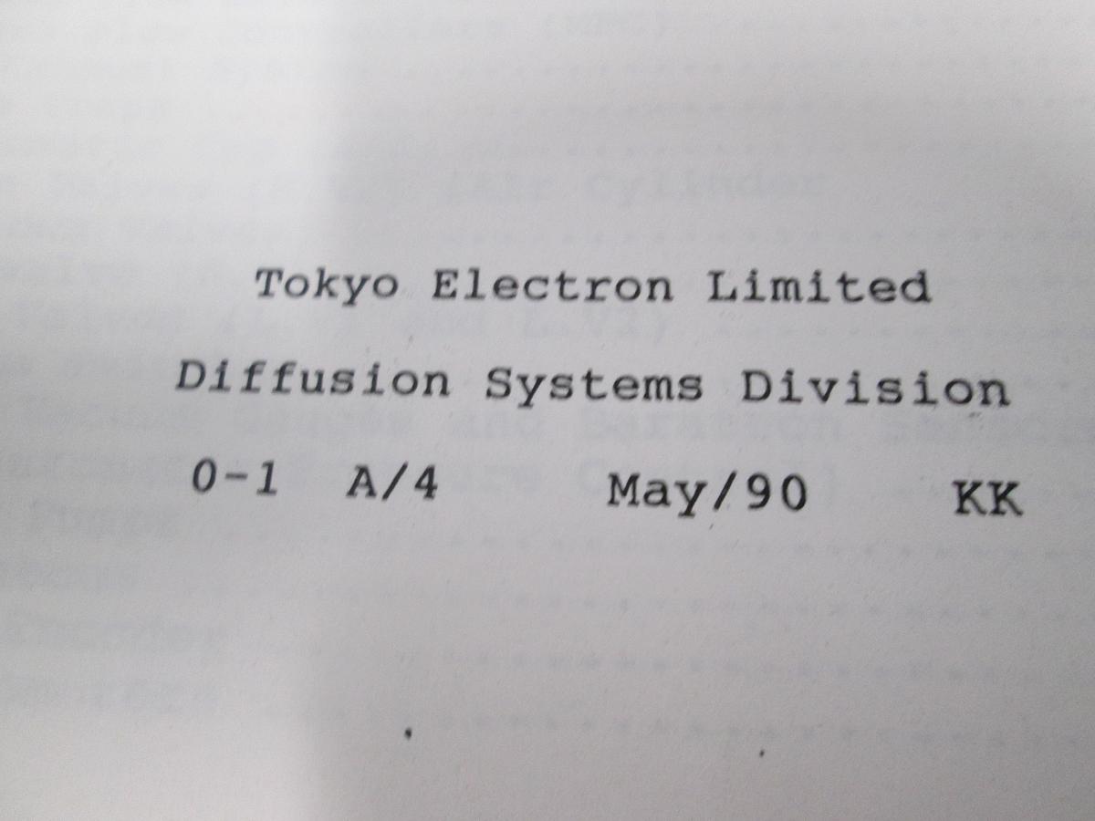Used  Tokyo Electron, TEL Diffusion Furnace Training Manual MAY 1990 Semiconductor
