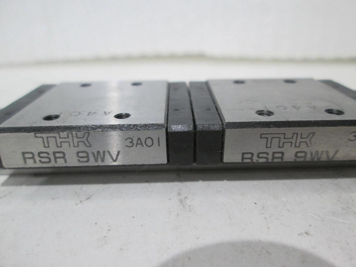 Used THK, RSR 9WV, Linear Slide Block w/ Guide Rail, Used, Lot of 2