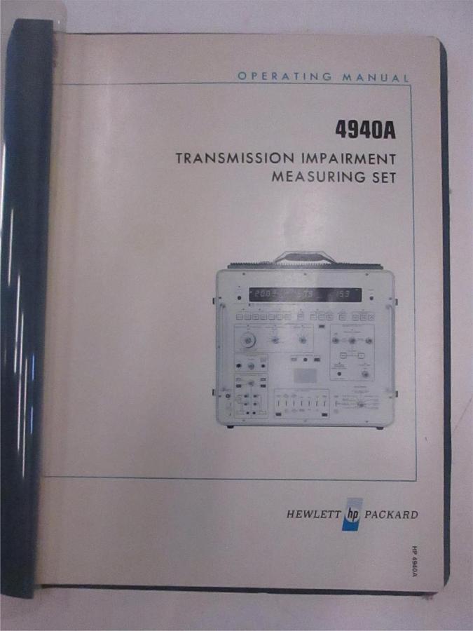 Used HP 4940A Transmission Impairment Measuring Set Operating Manual, Used