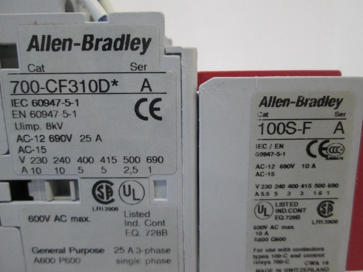 Used Allen-Bradley, 700-CF310D w/ 100S-F, Contact Relay and Auxiliary Contact, Used